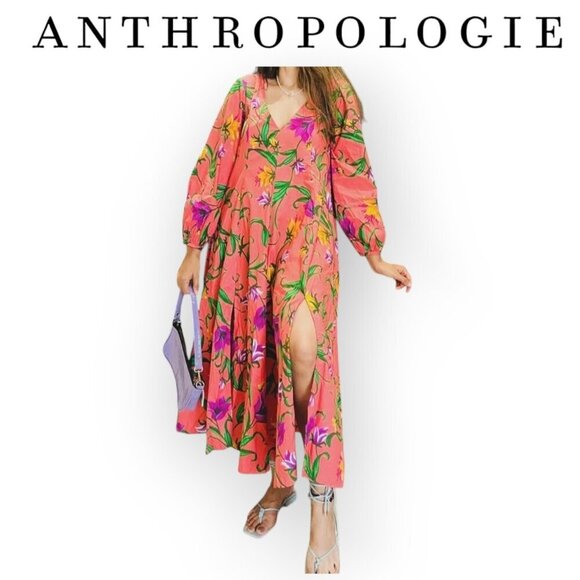 Pink Long-Sleeve Cottagecore Dress by Anthropologie - Picture 2 of 15